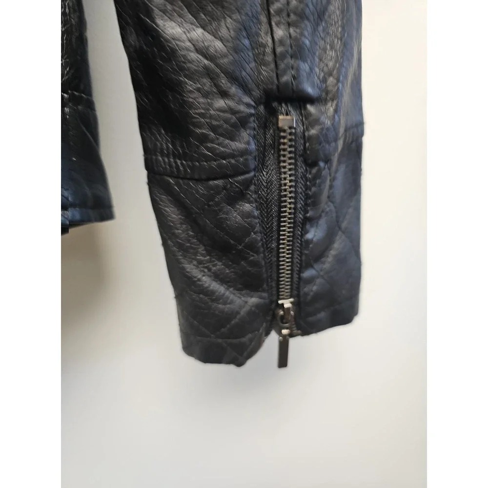 YOKI  Black Faux Leather Moto Biker 1980's Style Jacket Size S  NWT
